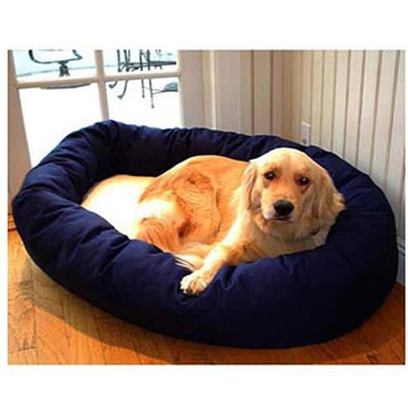 MAJESTIC PET 52 in. Extra Large Bagel Bed- Blue and Sherpa 788995612520